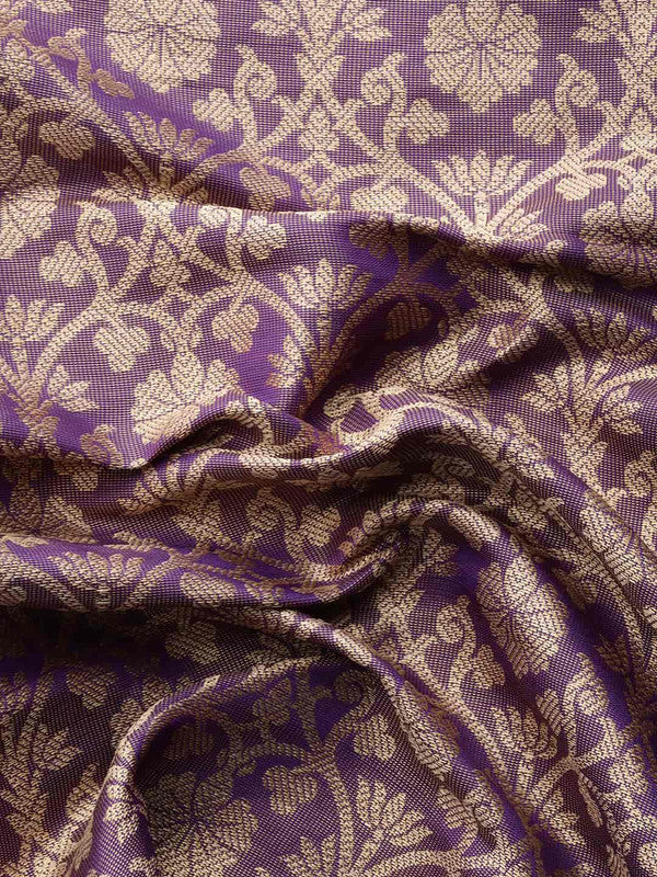 Purple Brocade Woven Zari Design Ethnic Motifs Saree with Unstitched Blouse - Hiral Fashion | Swadesiicart