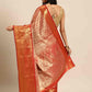 Red Brocade Woven Zari Design Ethnic Motifs Saree with Unstitched Blouse - Hiral Fashion | Swadesiicart