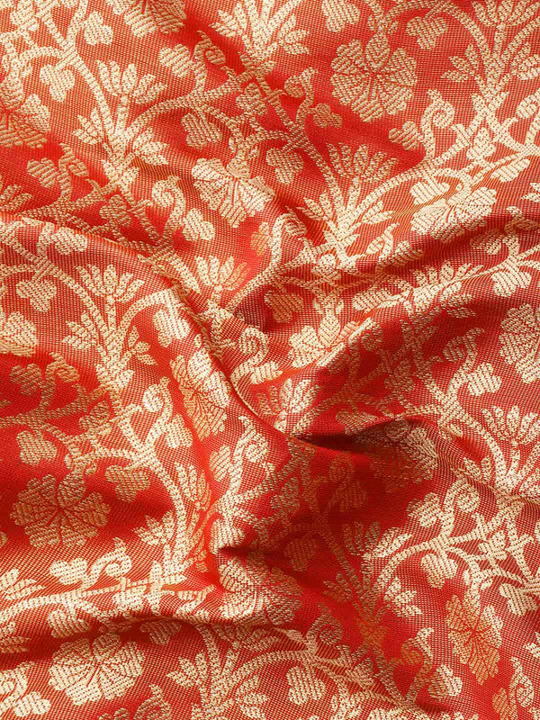 Red Brocade Woven Zari Design Ethnic Motifs Saree with Unstitched Blouse - Hiral Fashion | Swadesiicart