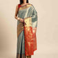 Turquoise Brocade Woven Zari Design Ethnic Motifs Saree with Unstitched Blouse - Hiral Fashion | Swadesiicart