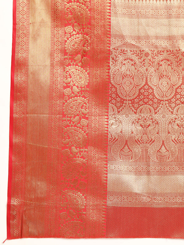 Black Brocade Woven Zari Design Striped Saree with Unstitched Blouse - Hiral Fashion | Swadesiicart