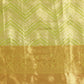 Green Brocade Woven Zari Design Striped Saree with Unstitched Blouse - Hiral Fashion | Swadesiicart