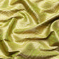 Green Brocade Woven Zari Design Striped Saree with Unstitched Blouse - Hiral Fashion | Swadesiicart