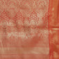 Pink Brocade Woven Zari Design Striped Saree with Unstitched Blouse - Hiral Fashion | Swadesiicart