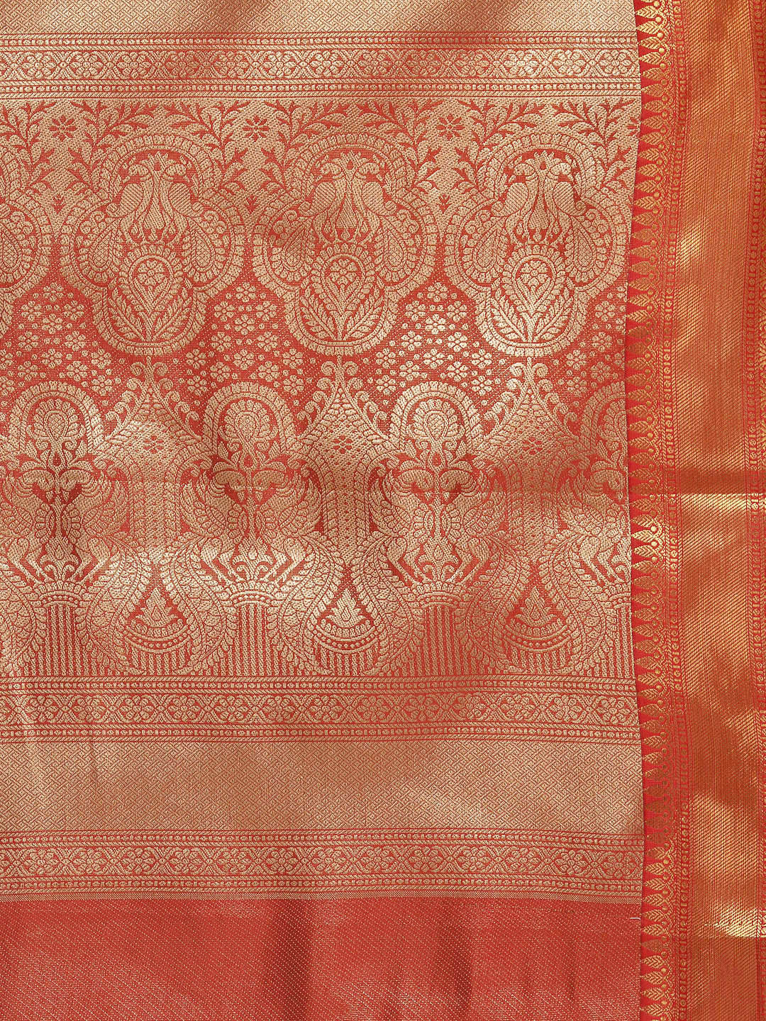 Pink Brocade Woven Zari Design Striped Saree with Unstitched Blouse - Hiral Fashion | Swadesiicart