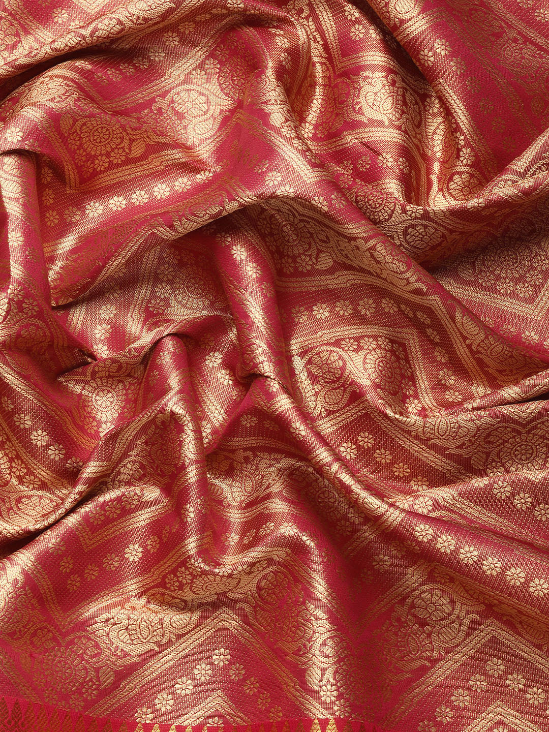 Pink Brocade Woven Zari Design Striped Saree with Unstitched Blouse - Hiral Fashion | Swadesiicart