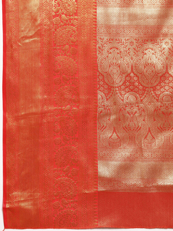 Purple Brocade Woven Zari Design Striped Saree with Unstitched Blouse - Hiral Fashion | Swadesiicart