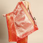 Red Brocade Woven Zari Design Striped Saree with Unstitched Blouse - Hiral Fashion | Swadesiicart