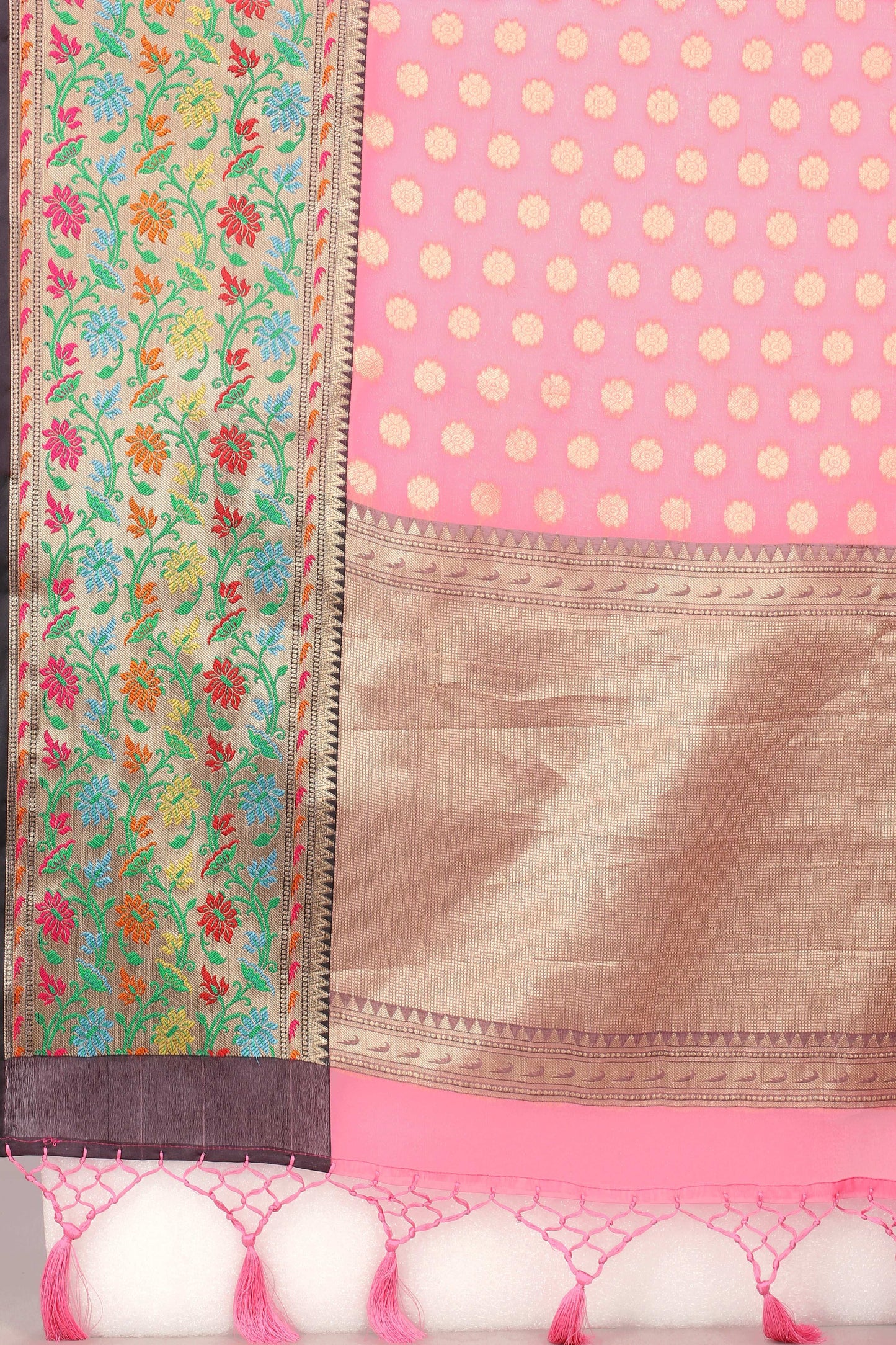 Hiral Fashion Pink Banarasi Art Silk Woven Design Saree | Swadesiicart