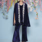 Joban Fashion Navy Blue Velvet Cape Set - Swadesiicart