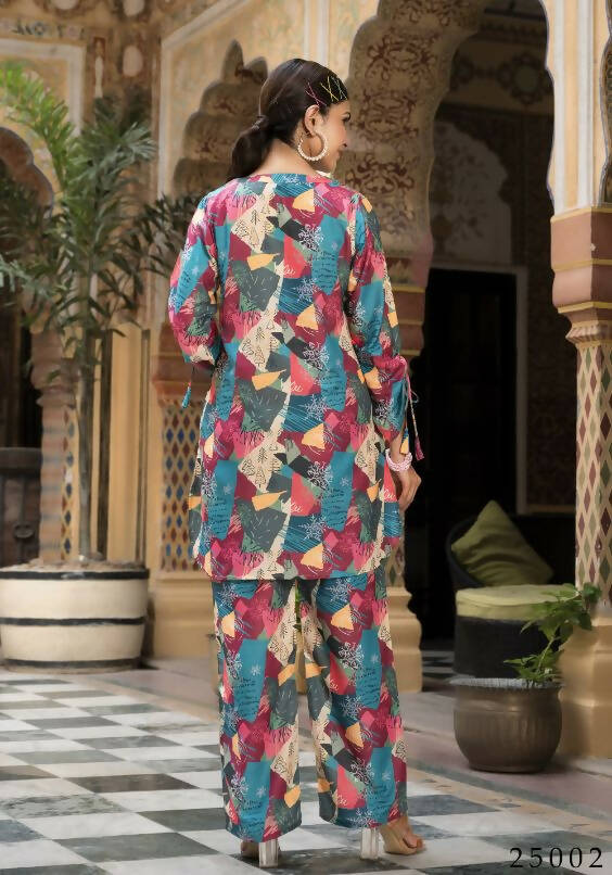 Women's Casual Fashionable Multi Muslin co-ord set - Rooh - Swadesiicart