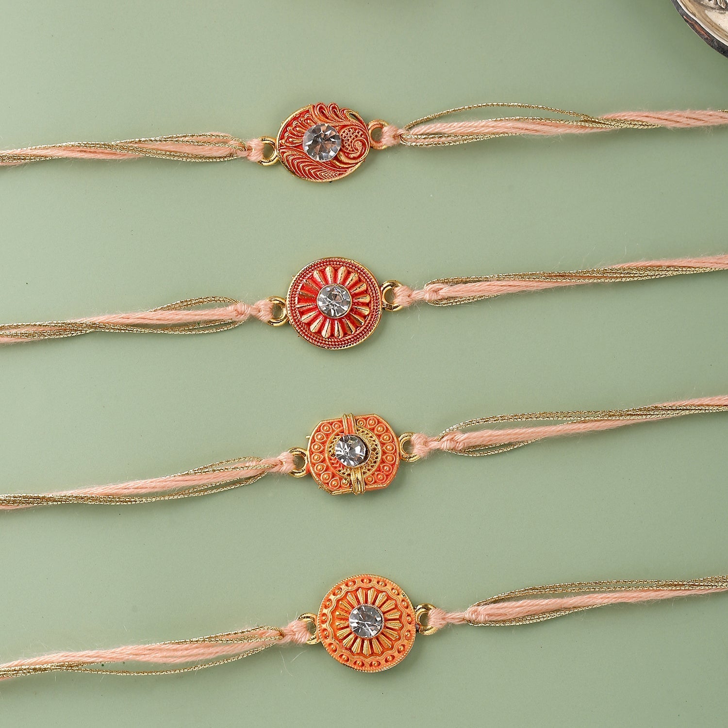 trueBrowns X Voylla Set Of 4 Designer Rakhi With Roli Chaawal Pack | Swadesiicart