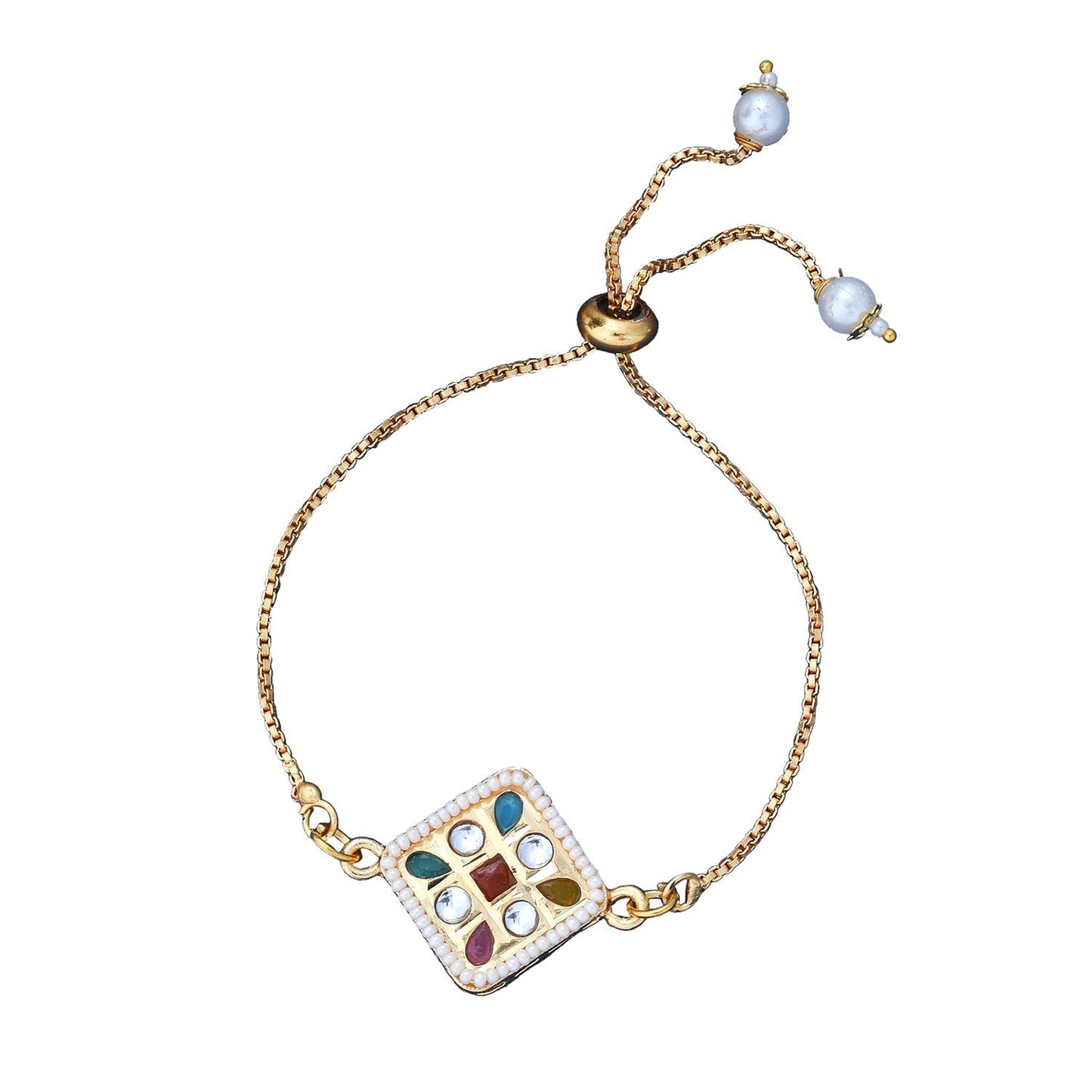 trueBrowns X Voylla CZ Embellished Gold Toned Bracelet Style Rakhi | Swadesiicart