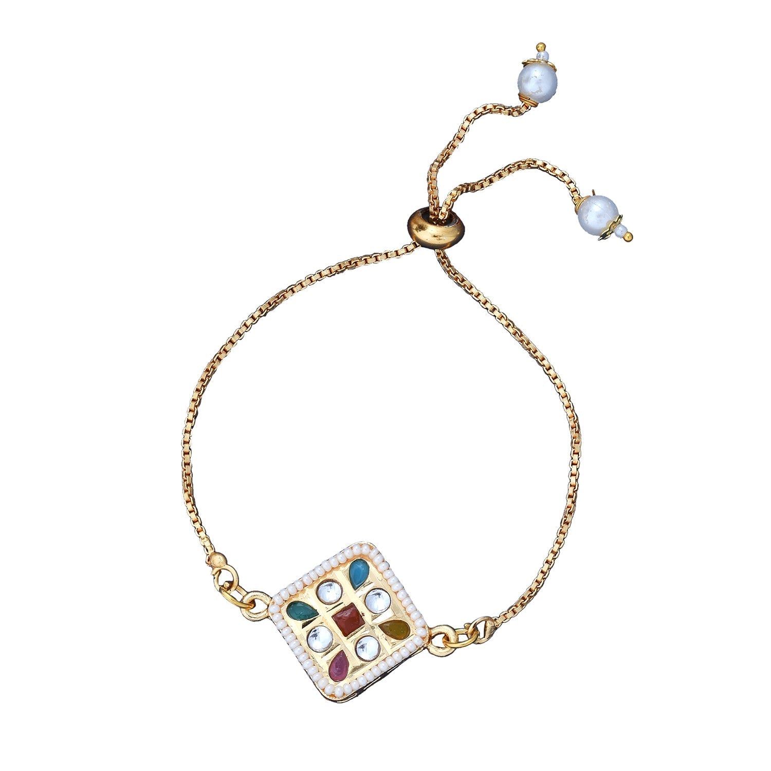 trueBrowns X Voylla CZ Embellished Gold Toned Bracelet Style Rakhi | Swadesiicart
