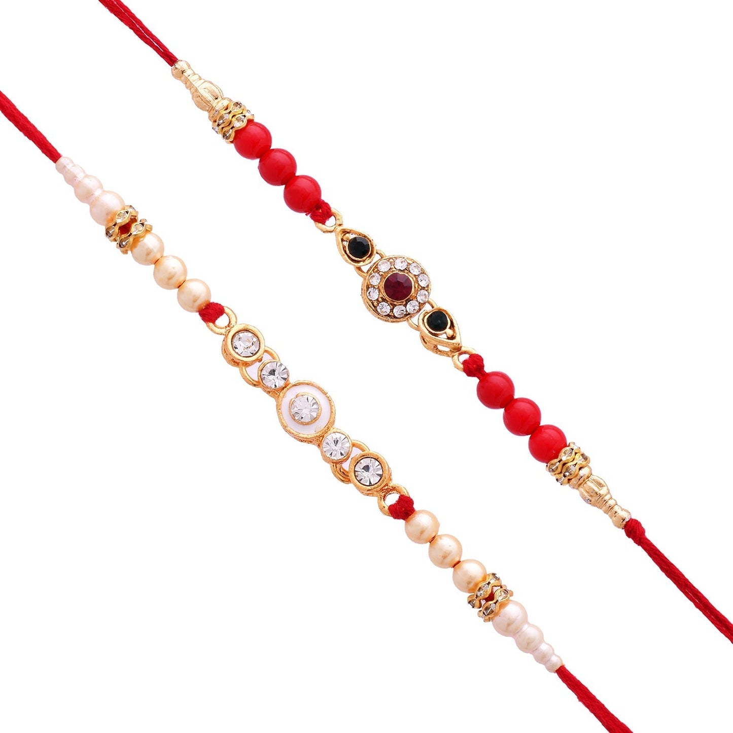 trueBrowns X Voylla Set of 2 Floral Pearl Beads Studded Rakhi | Swadesiicart