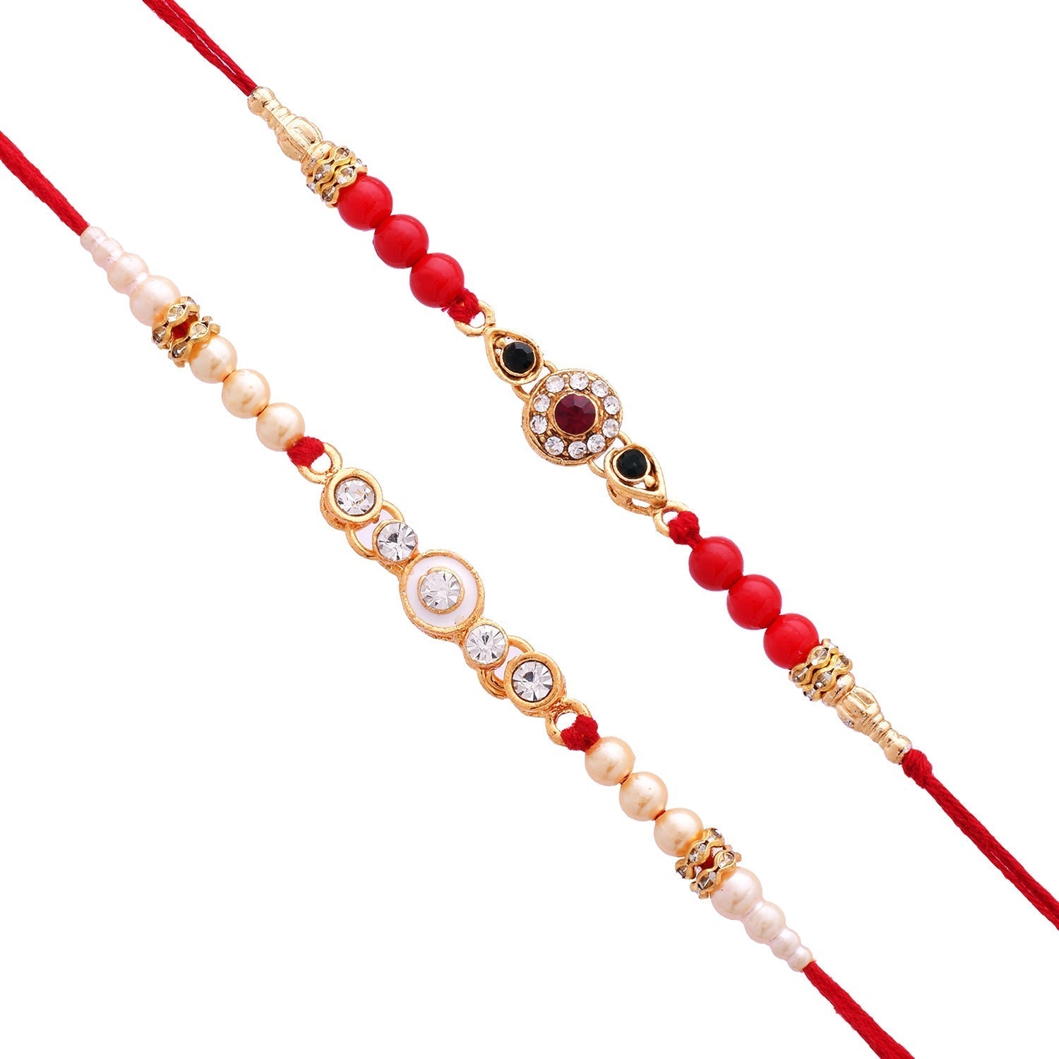 trueBrowns X Voylla Set of 2 Floral Pearl Beads Studded Rakhi | Swadesiicart