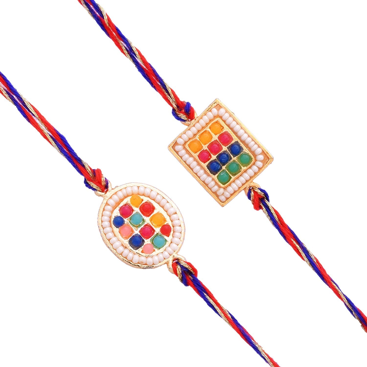 trueBrowns X Voylla Set of 2 Multicolor Thread Rakhis With Beautiful Beads | Swadesiicart