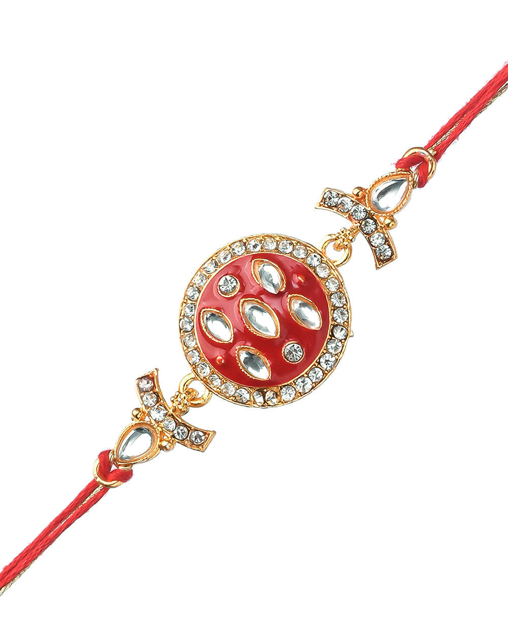 trueBrowns X Voylla Set of 2 Enameled Kundan And CZ Sparkling Rakhis | Swadesiicart