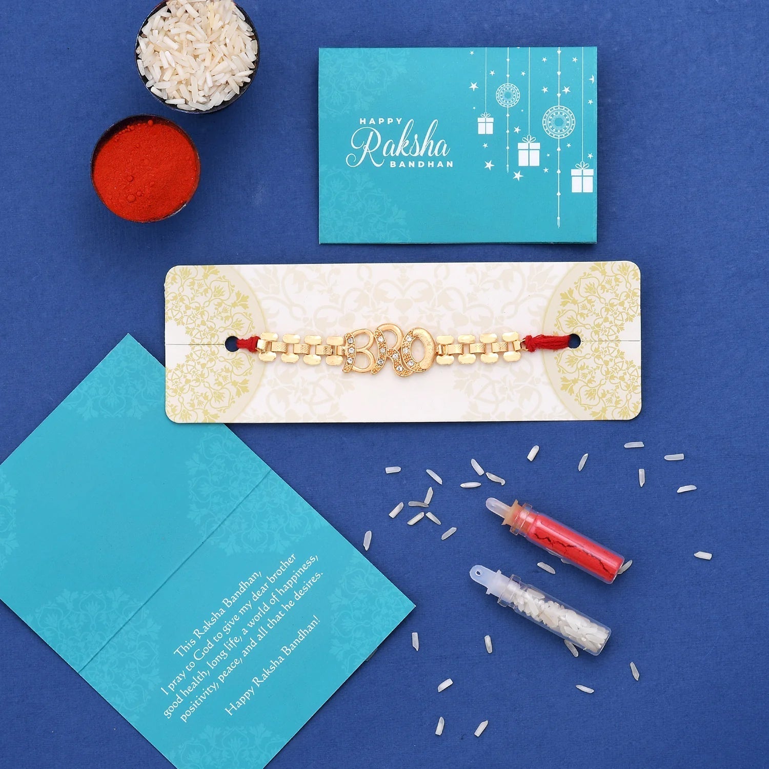 trueBrowns X Voylla Bro A Gem Embellished Gold Tone Rakhi | Swadesiicart