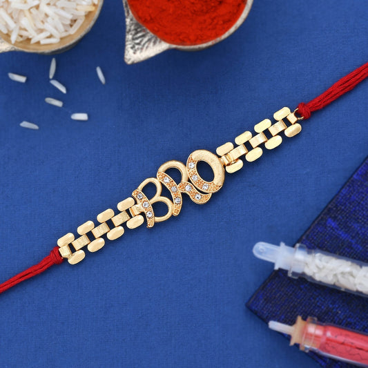 trueBrowns X Voylla Bro A Gem Embellished Gold Tone Rakhi | Swadesiicart