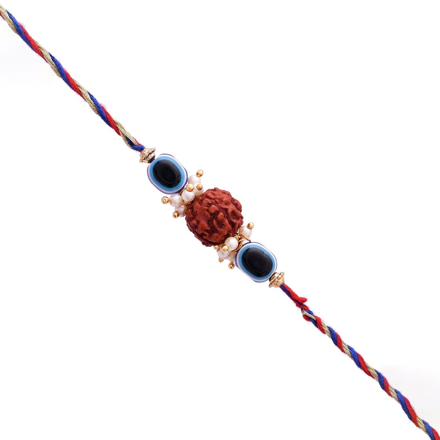 trueBrowns X Voylla Evil Eye Beaded Rakhi Embellished With Rudraksha | Swadesiicart
