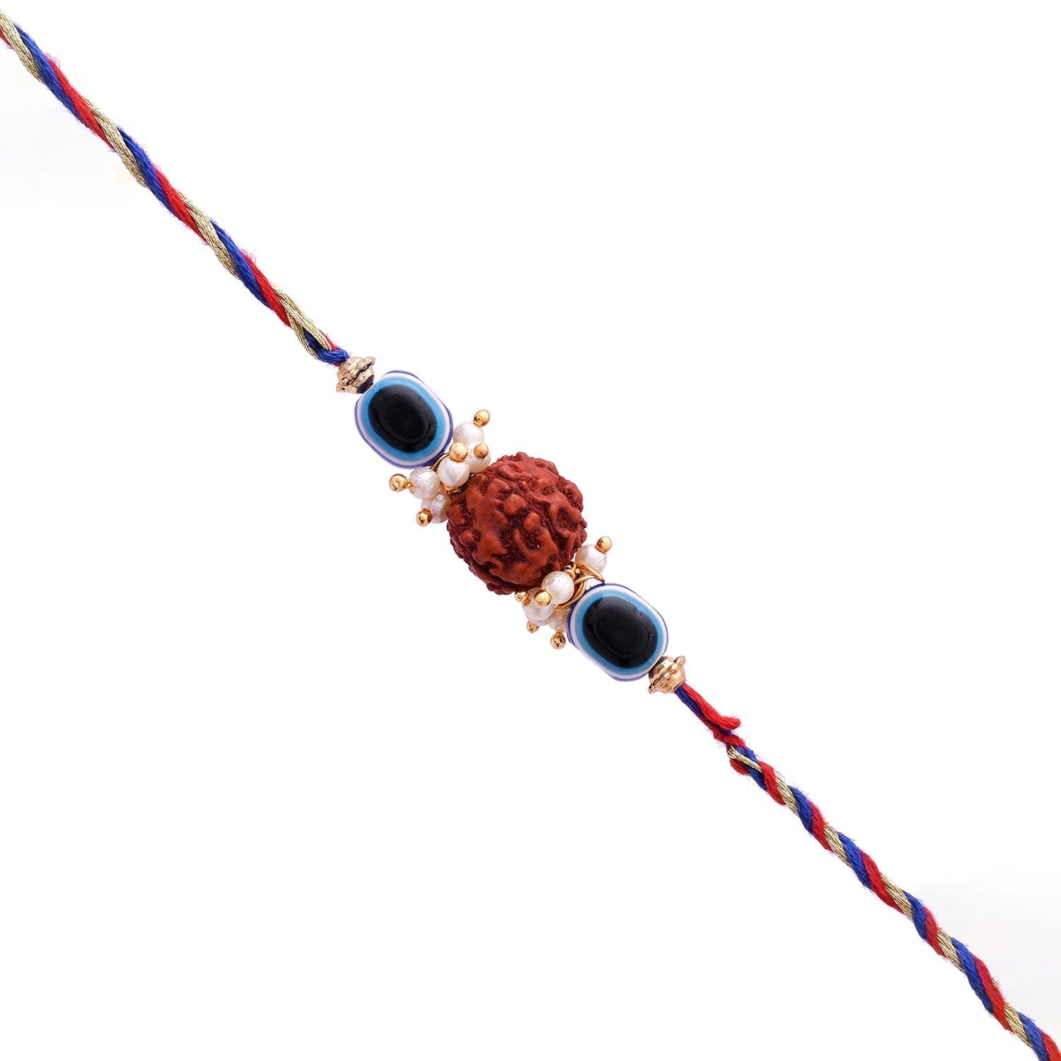 trueBrowns X Voylla Evil Eye Beaded Rakhi Embellished With Rudraksha | Swadesiicart