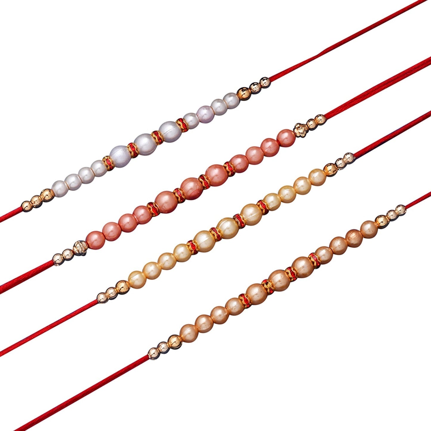 trueBrowns X Voylla Set of 4 Pearl Beads Embellished Flamboyant Rakhi | Swadesiicart