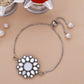 trueBrowns X Voylla Kundan Embedded Silver Toned Bracelet Style Rakhi | Swadesiicart