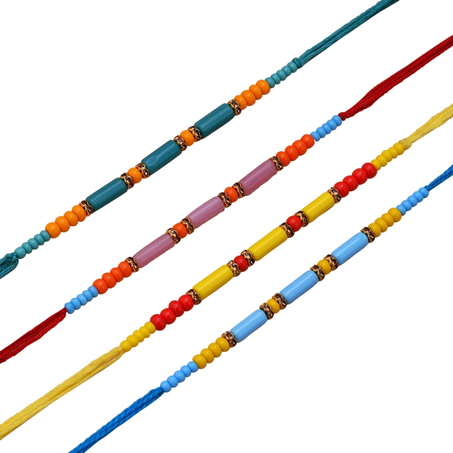 trueBrowns X Voylla Set of 4 Colorful Beads embedded Rakhi | Swadesiicart