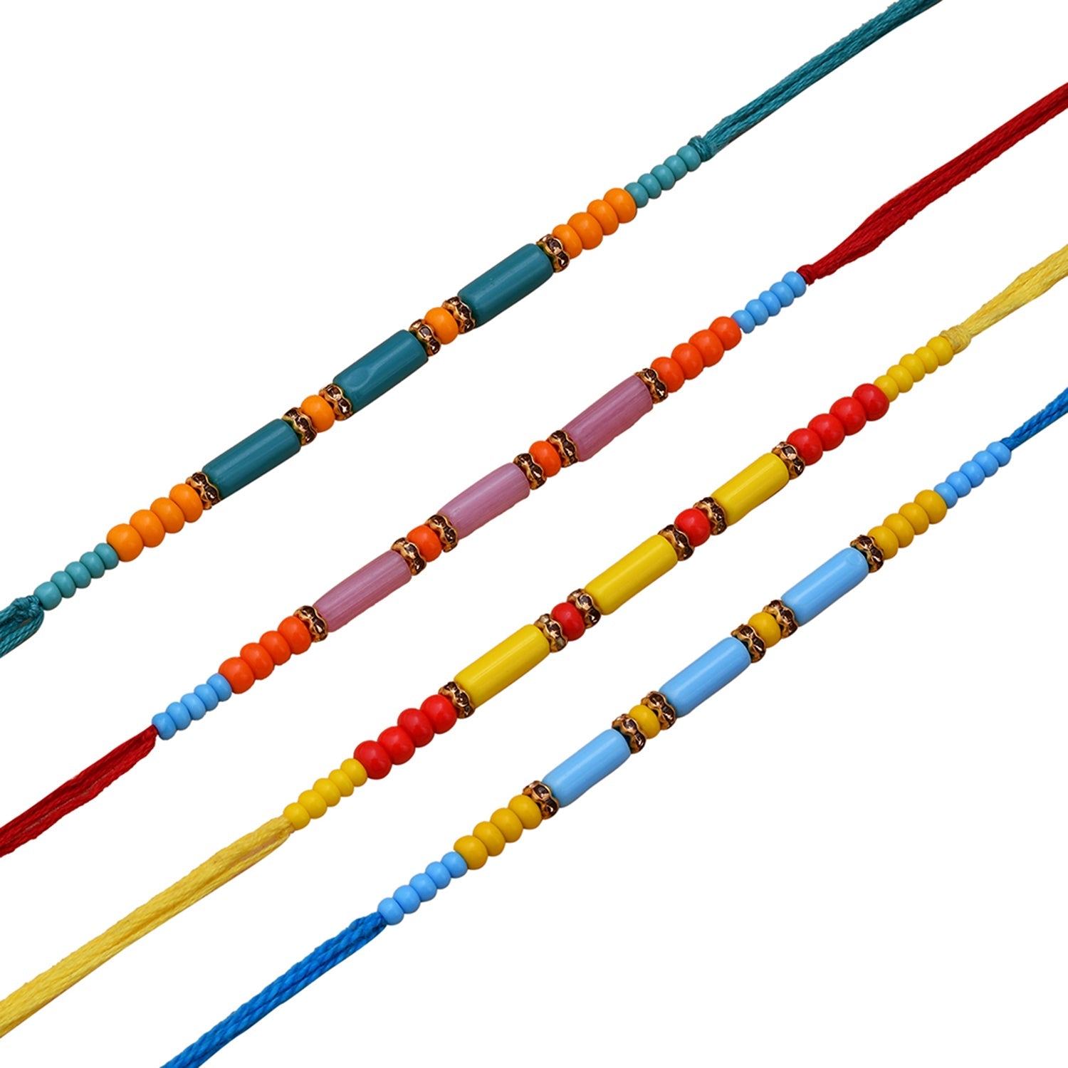 trueBrowns X Voylla Set of 4 Colorful Beads embedded Rakhi | Swadesiicart