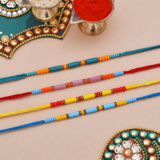 trueBrowns X Voylla Set of 4 Colorful Beads embedded Rakhi | Swadesiicart