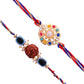 trueBrowns X Voylla Set Of 2 Colorful Stones And Rudraksha Evil Eye Rakhi | Swadesiicart