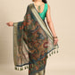 Multicolor Cotton Blend Printed Kalamkari Saree with Unstitched Blouse - Hiral Fashion | Swadesiicart