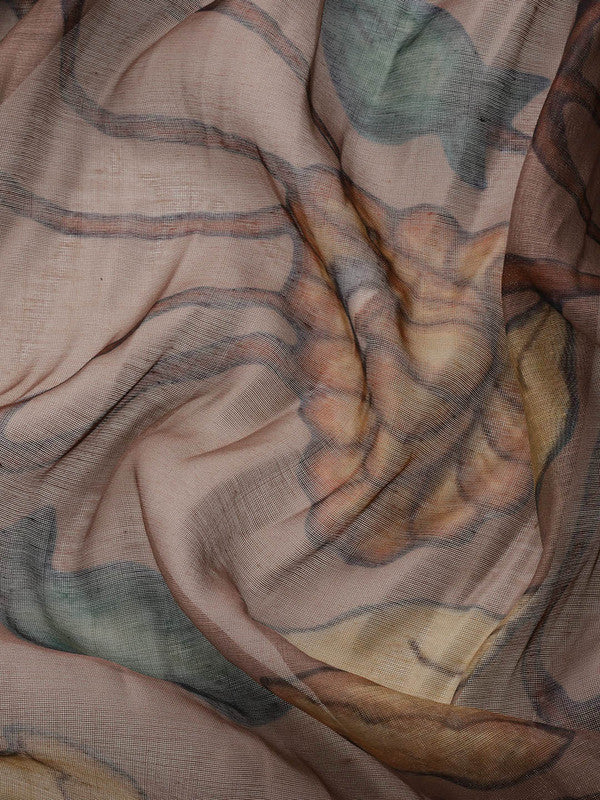 Multicolor Cotton Blend Printed Kalamkari Saree with Unstitched Blouse - Hiral Fashion | Swadesiicart