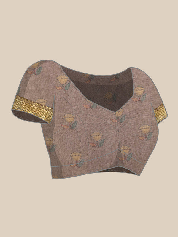 Multicolor Cotton Blend Printed Kalamkari Saree with Unstitched Blouse - Hiral Fashion | Swadesiicart