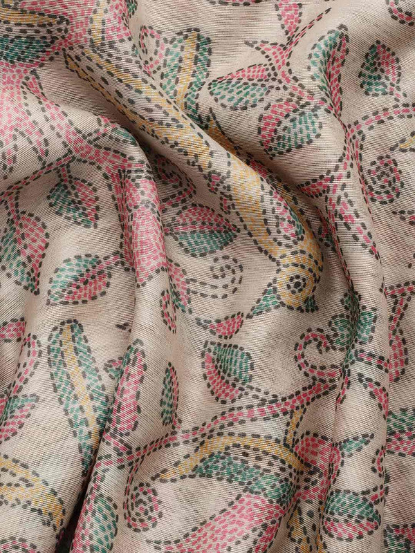 Multicolor Cotton Blend Printed Kalamkari Saree with Unstitched Blouse - Hiral Fashion | Swadesiicart