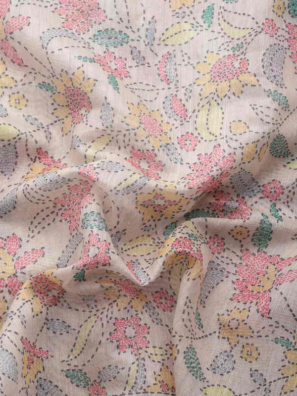 Multicolor Cotton Blend Printed Kalamkari Saree with Unstitched Blouse - Hiral Fashion | Swadesiicart