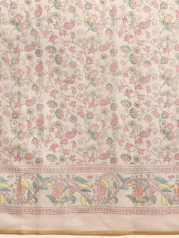 Multicolor Cotton Blend Printed Kalamkari Saree with Unstitched Blouse - Hiral Fashion | Swadesiicart