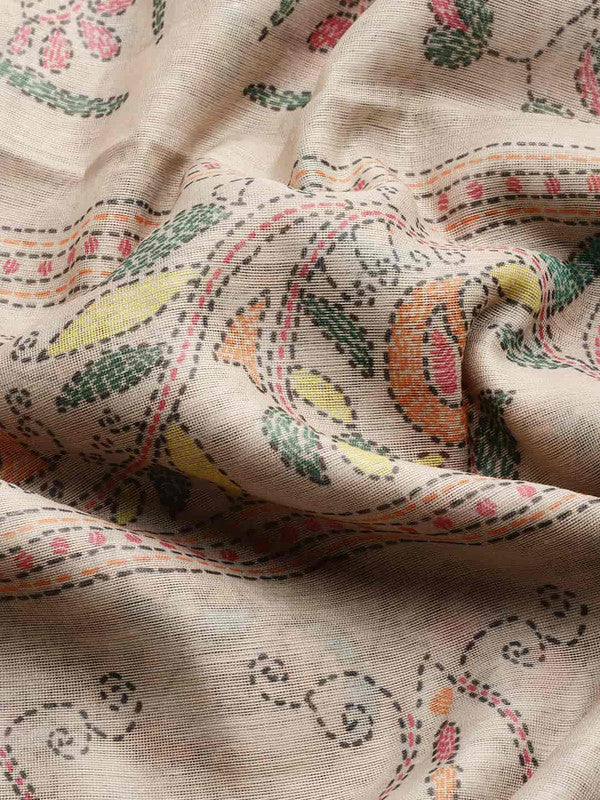 Multicolor Cotton Blend Printed Kalamkari Saree with Unstitched Blouse - Hiral Fashion | Swadesiicart