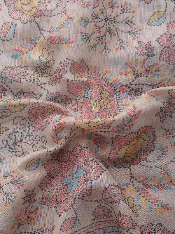 Multicolor Cotton Blend Printed Kalamkari Saree with Unstitched Blouse - Hiral Fashion | Swadesiicart