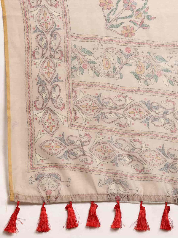 Multicolor Cotton Blend Printed Kalamkari Saree with Unstitched Blouse - Hiral Fashion | Swadesiicart