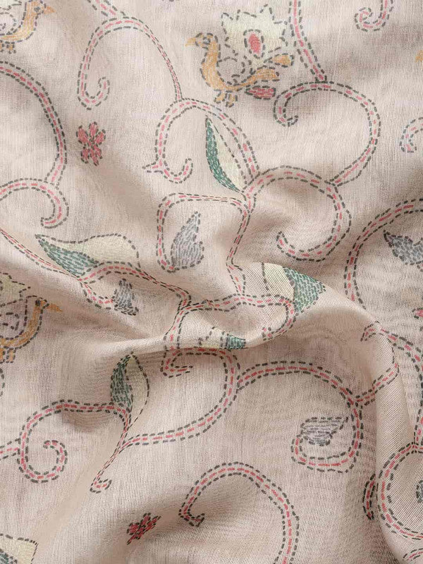 Multicolor Cotton Blend Printed Kalamkari Saree with Unstitched Blouse - Hiral Fashion | Swadesiicart