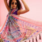 Purple Cotton Blend Printed Madhubani Saree with Unstitched Blouse - Hiral Fashion | Swadesiicart