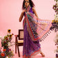 Purple Cotton Blend Printed Madhubani Saree with Unstitched Blouse - Hiral Fashion | Swadesiicart
