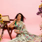 Green Cotton Blend Printed Madhubani Saree with Unstitched Blouse - Hiral Fashion | Swadesiicart