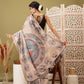 Beige Cotton Blend Printed Madhubani Saree with Unstitched Blouse - Hiral Fashion | Swadesiicart