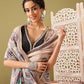 Beige Cotton Blend Printed Madhubani Saree with Unstitched Blouse - Hiral Fashion | Swadesiicart