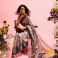 Gray Cotton Blend Printed Madhubani Saree with Unstitched Blouse - Hiral Fashion | Swadesiicart