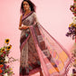 Gray Cotton Blend Printed Madhubani Saree with Unstitched Blouse - Hiral Fashion | Swadesiicart