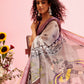 Gray Cotton Blend Printed Madhubani Saree with Unstitched Blouse - Hiral Fashion | Swadesiicart
